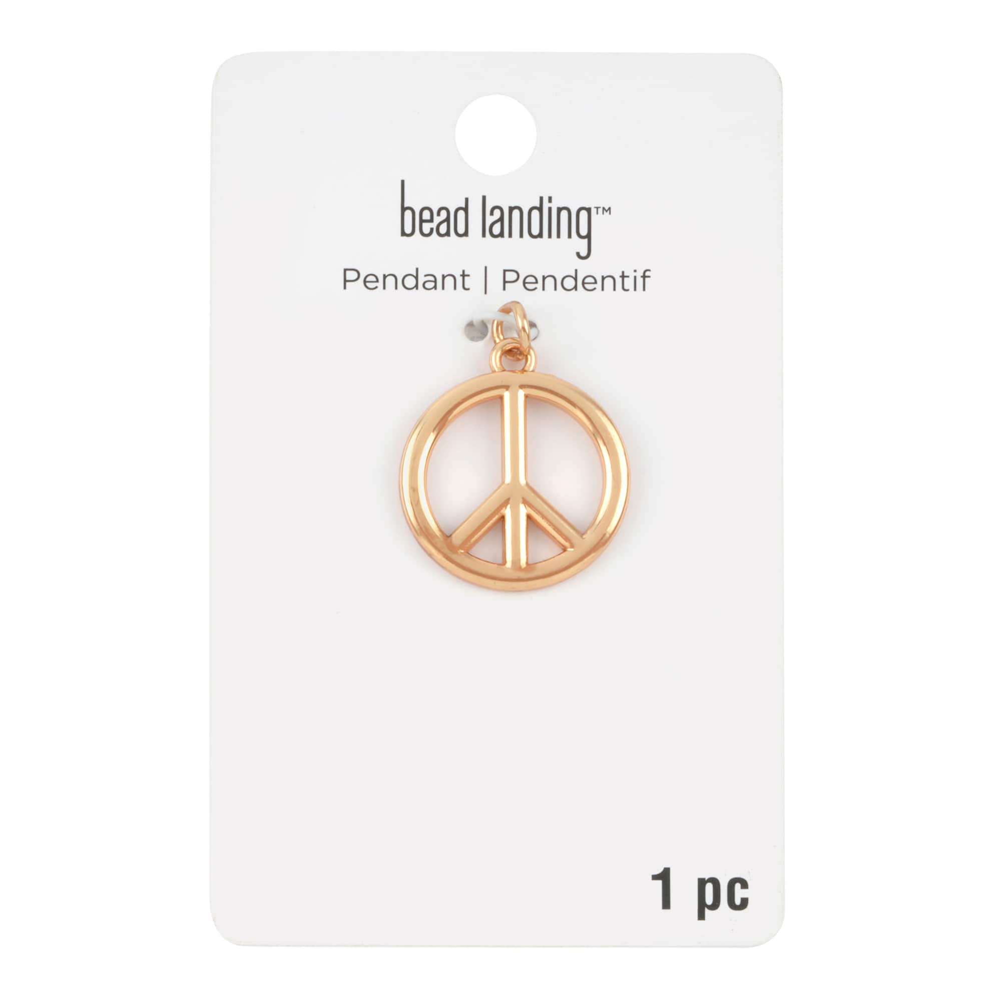 Gold Metal Peace Sign Pendant by Bead Landing™